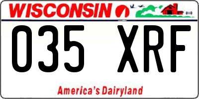 WI license plate 035XRF