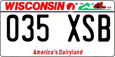 WI license plate 035XSB