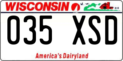 WI license plate 035XSD