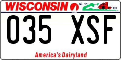 WI license plate 035XSF