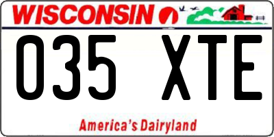 WI license plate 035XTE