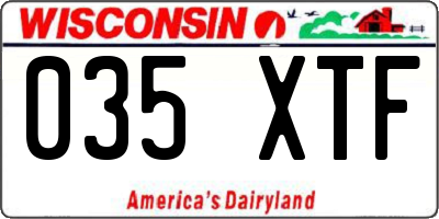 WI license plate 035XTF