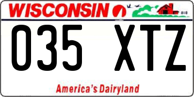 WI license plate 035XTZ
