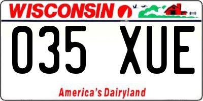 WI license plate 035XUE