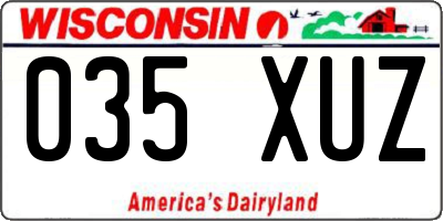 WI license plate 035XUZ