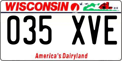 WI license plate 035XVE
