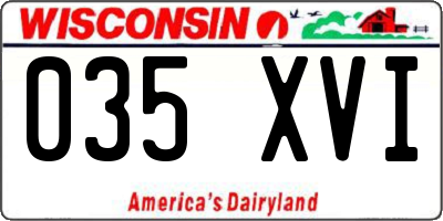 WI license plate 035XVI