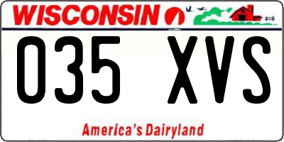 WI license plate 035XVS
