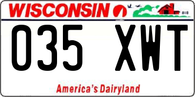 WI license plate 035XWT