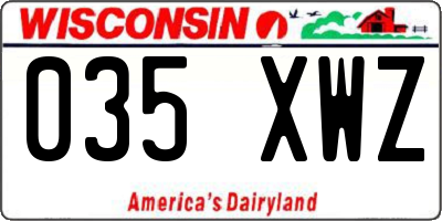 WI license plate 035XWZ