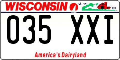 WI license plate 035XXI