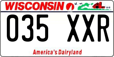 WI license plate 035XXR