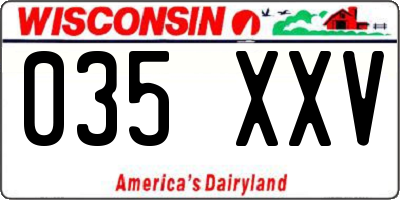 WI license plate 035XXV