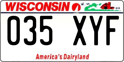 WI license plate 035XYF