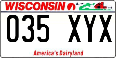 WI license plate 035XYX