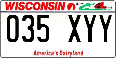 WI license plate 035XYY