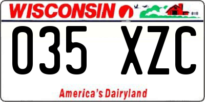 WI license plate 035XZC