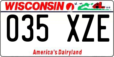 WI license plate 035XZE