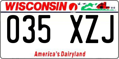 WI license plate 035XZJ