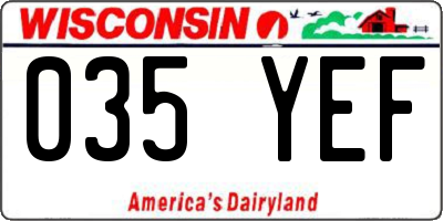 WI license plate 035YEF