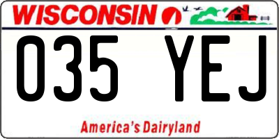 WI license plate 035YEJ