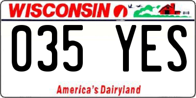 WI license plate 035YES