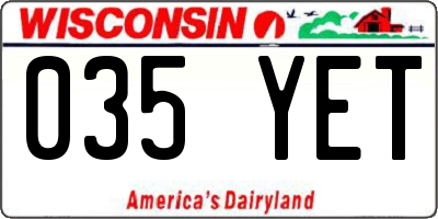 WI license plate 035YET