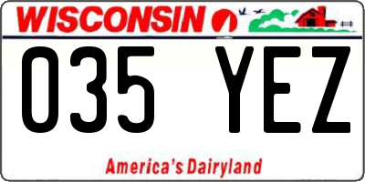 WI license plate 035YEZ