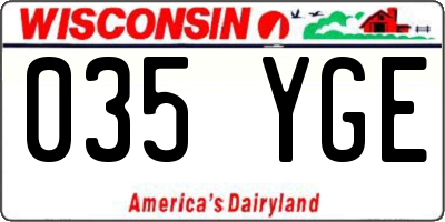 WI license plate 035YGE