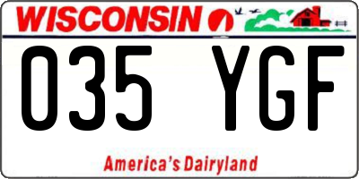 WI license plate 035YGF