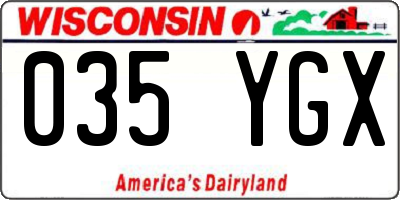 WI license plate 035YGX