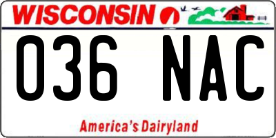 WI license plate 036NAC