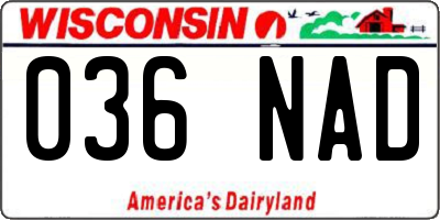 WI license plate 036NAD