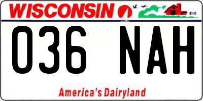 WI license plate 036NAH