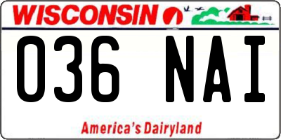 WI license plate 036NAI