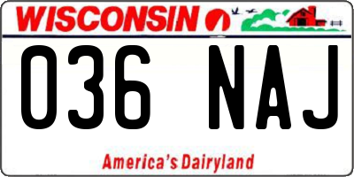 WI license plate 036NAJ