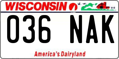 WI license plate 036NAK