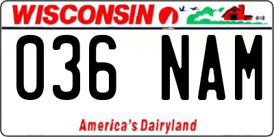 WI license plate 036NAM