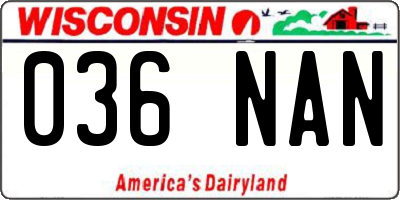 WI license plate 036NAN