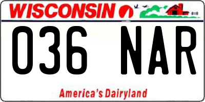 WI license plate 036NAR