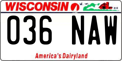WI license plate 036NAW