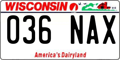 WI license plate 036NAX