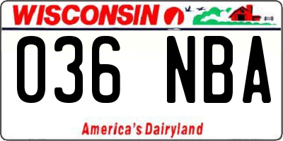 WI license plate 036NBA