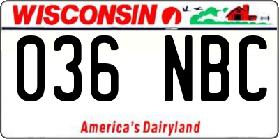 WI license plate 036NBC