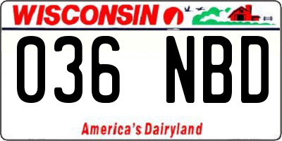 WI license plate 036NBD