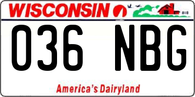 WI license plate 036NBG