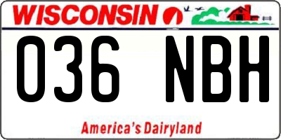 WI license plate 036NBH