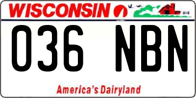 WI license plate 036NBN