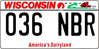 WI license plate 036NBR