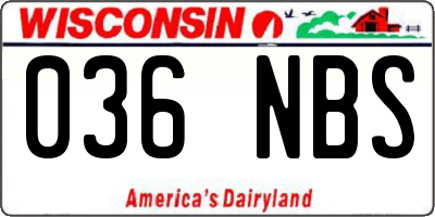 WI license plate 036NBS